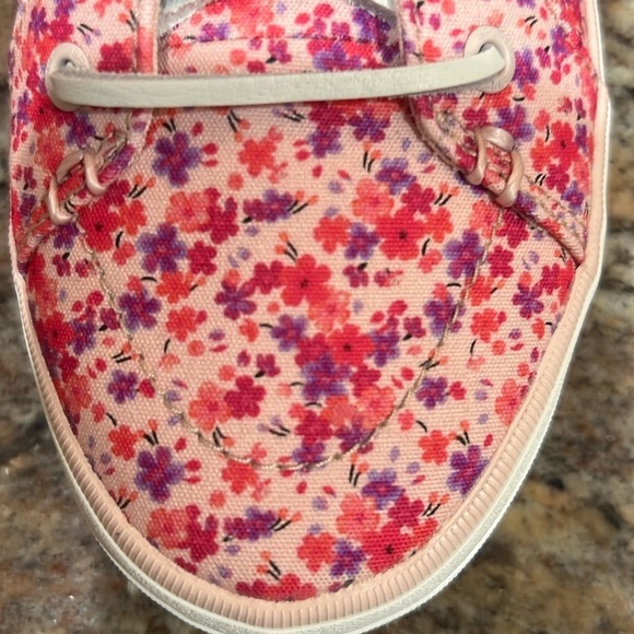 58. Sperry, Crest Vibe Floral Pink Boat Shoes Women’s Sz. 9.5 W. Leather laces - Picture 13 of 15